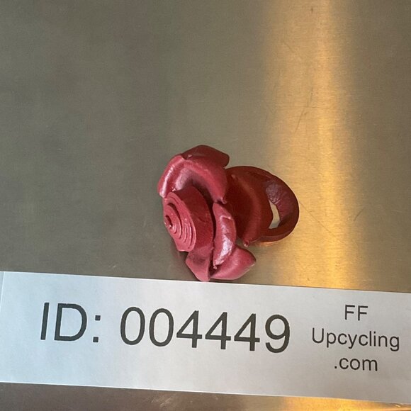 New Artisan Handmade Handcrafted Leather Red Flower Rose Ring Adjustable - Picture 13 of 13